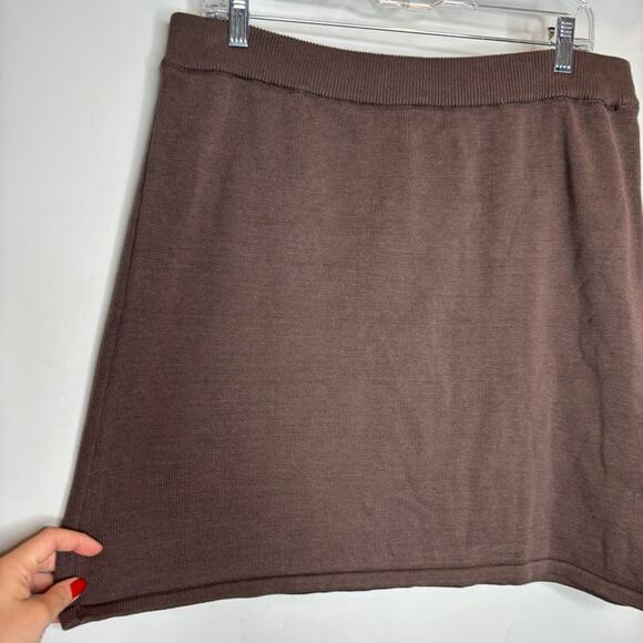 Djerf Avenue Knitted Mini Skirt Cocoa - Picture 3 of 7